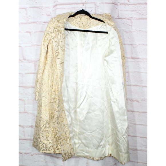 *Vintage Cotton Button Down Lined Embroidered Long Coat Size 10 - Picture 14 of 16